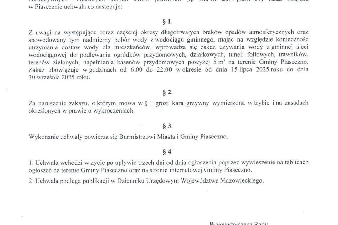 Zakaz podlewania ogrodów wodą miejską!!!